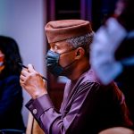 Vice President Yemi Osinbajo SAN receives a mission debrief from AFDB Officials on the Industrial Zone led by Toda Atsuko- Acting Vice President, Agriculture, Human and Social Development at the State House, Abuja. 16th April, 2021. Photos; Tolani Alli