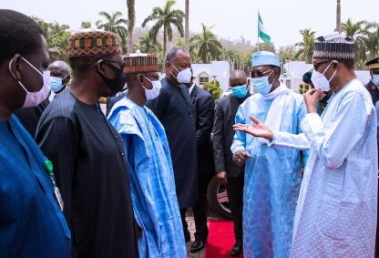 Pictures of the late Chadian President Idriss Deby Itno's last visit to President Muhammadu Buhari on March 27, 2021